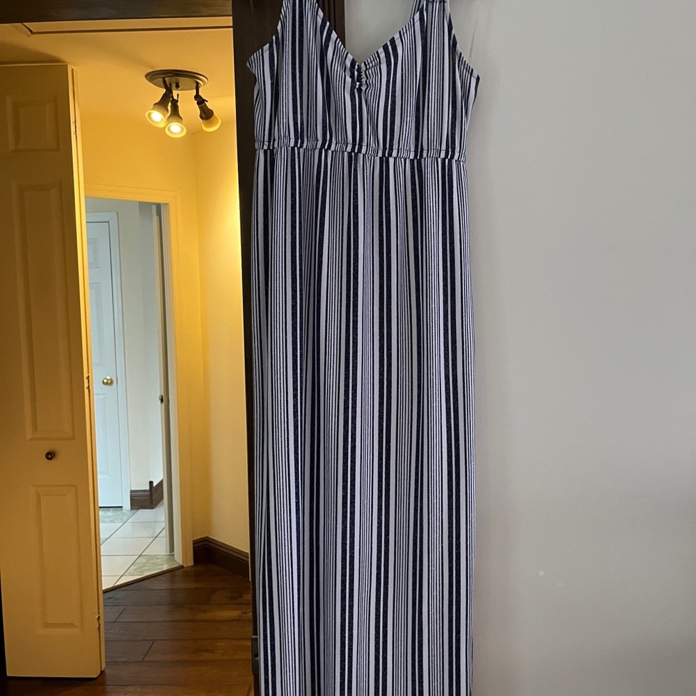 Derek Heart Black and White Striped Maxi Dress | Maternity